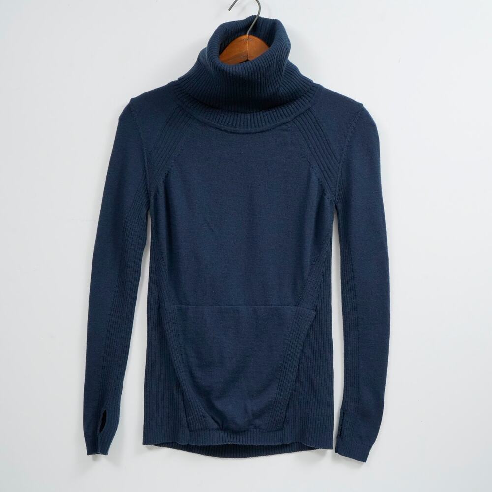 Lululemon Sweat & Savasana Sweater 100% Merino Wool Navy XS/S Turtleneck
